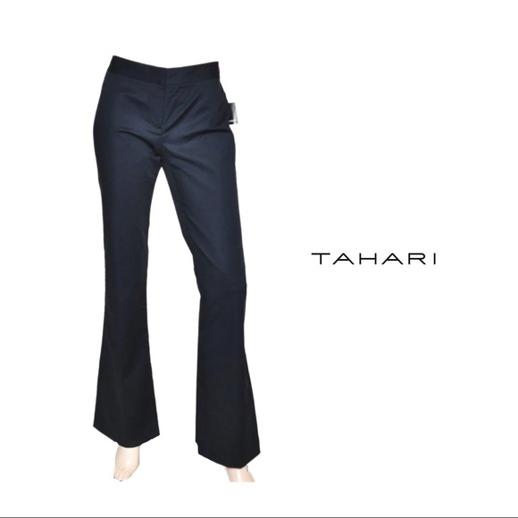 Tahari Pants - SOLD NEW Tahari Navy Blue Bootcut Terry Trousers Pant